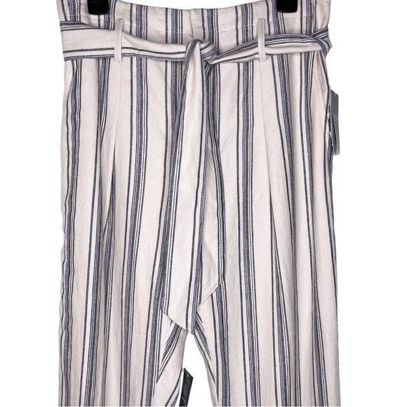 LAUREN RALPH LAUREN NWT Linen Blend Tie High Waist Pants Size 4 in Blue Stripe - Picture 9 of 15